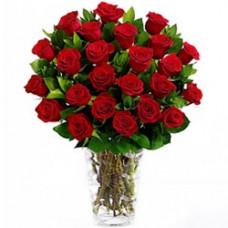 Sweet Surprises Bunch of Red Roses in a Glass Vase